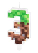 ŚWIECZKI NA TORT MINECRAFT ŚWIECZKA PIKSELE CYFRA 3 trzy URODZINY ozdoba