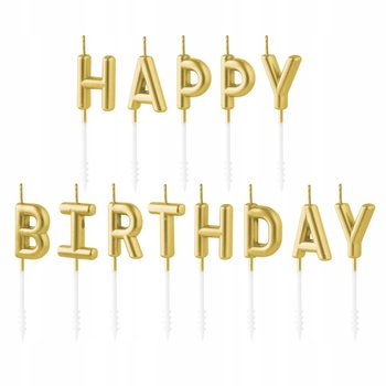 Świeczki na tort urodzinowe Happy Birthday złote - PartyPal
