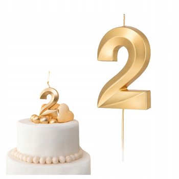 Świeczki ozdoby na tort świeczka złota cyfra 2 dekoracje urodzinowe - Elhandel
