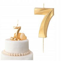 Świeczki ozdoby na tort świeczka złota cyfra 7 dekoracje urodzinowe