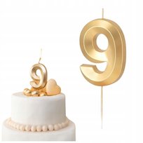 Świeczki ozdoby na tort świeczka złota cyfra 9 dekoracje urodzinowe