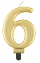 ŚWIECZKI ozdoby na tort URODZINY dekoracje ŚWIECZKA ZŁOTA cyfra 6