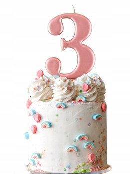 Świeczki ozdoby na tort urodziny dekoracje urodzinowe świeczka cyfra 3 róż - Elhandel