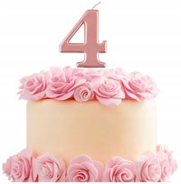 ŚWIECZKI ozdoby na tort URODZINY dekoracje urodzinowe ŚWIECZKA cyfra 4 RÓŻ