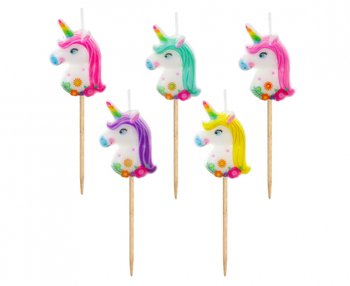 Świeczki Pikery Jednorożce 5 Szt - GoDan