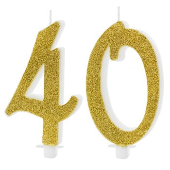 Świeczki Urodzinowe Cyfra 40 Brokatowe Złote Duże Na Tort Ozdoba Dekoracja - ABC