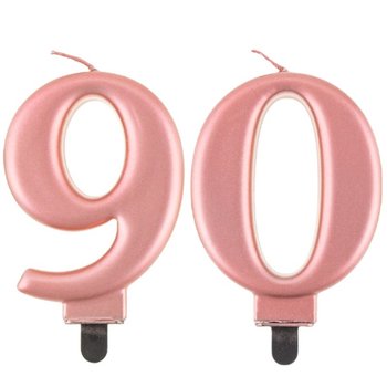 Świeczki Urodzinowe Cyfra 90 Metaliczne Różowe Na Tort Ozdoba Dekoracja - ABC