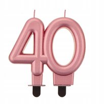 Świeczki urodzinowe ozdoby na tort świeczka cyfra 40 dekoracje różowe złoto