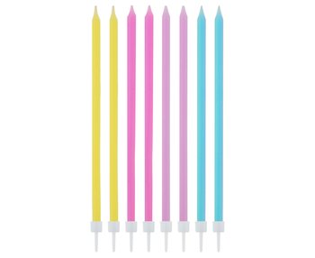 Świeczki urodzinowe, pastelowy mix, 14.5x0.6 cm, 16 szt. - GoDan