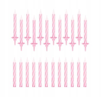 Świeczki Urodzinowe Świderki Różowe 6Cm 24Szt - PartyPal