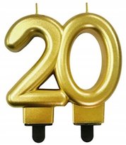 ŚWIECZKI URODZINOWE ŚWIECZKA CYFRA 20 ZŁOTA
