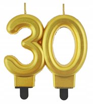 ŚWIECZKI URODZINOWE ŚWIECZKA CYFRA 30 ZŁOTA