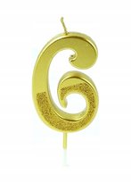 ŚWIECZKI URODZINOWE ŚWIECZKA ZŁOTY BROKAT CYFRA 6