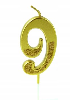 ŚWIECZKI URODZINOWE ŚWIECZKA ZŁOTY BROKAT CYFRA 9 - Inna marka
