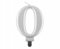 ŚWIECZKI URODZINOWE TORT ŚWIECZKA SREBRNE CYFRA 0