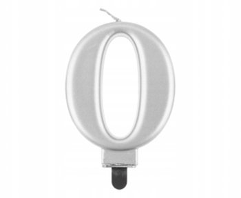 ŚWIECZKI URODZINOWE TORT ŚWIECZKA SREBRNE CYFRA 0 - GoDan