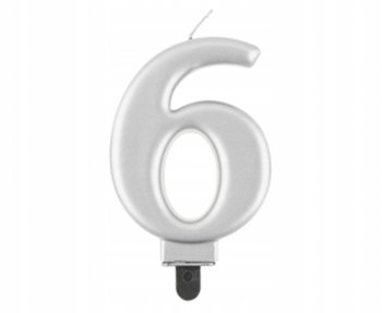 ŚWIECZKI URODZINOWE TORT ŚWIECZKA SREBRNE CYFRA 6 - GoDan