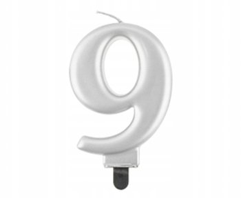 ŚWIECZKI URODZINOWE TORT ŚWIECZKA SREBRNE CYFRA 9 - GoDan