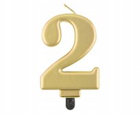 ŚWIECZKI URODZINOWE TORT ŚWIECZKA ZŁOTE CYFRA 2