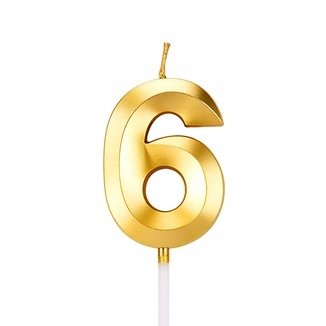 ŚWIECZKI URODZINOWE TORT ŚWIECZKA ZŁOTE CYFRA 6 - Inna marka