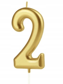 ŚWIECZKI URODZINOWE TORT ŚWIECZKA ZŁOTY CYFRA 2 - Inna marka