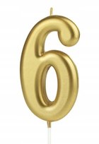 ŚWIECZKI URODZINOWE TORT ŚWIECZKA ZŁOTY CYFRA 6