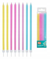 ŚWIECZKI URODZINY DŁUGIE KOLOROWE PASTELOWE 16x
