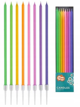 ŚWIECZKI URODZINY DŁUGIE KOLOROWE PASTELOWE 8x - GoDan