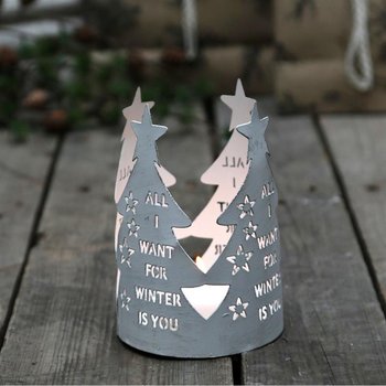 Świecznik Choinka Tealight, biała, 15 cm