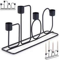 Świecznik metalowy czarny na 4 świeczki dekoracyjny  27x7x16 cm