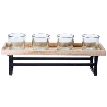 Świecznik na tealight EX EXCELLENT HOUSEWARE, czarno-brązowy, 37x12x12 cm - Home Styling Collection