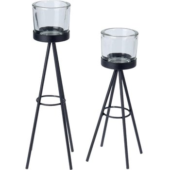 Świecznik na tealight EX EXCELLENT HOUSEWARE, czarny, 16x16x26 cm - Home Styling Collection
