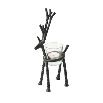Świecznik Reindeer 26cm black, 7 x 13 x 26 cm - Dekoria