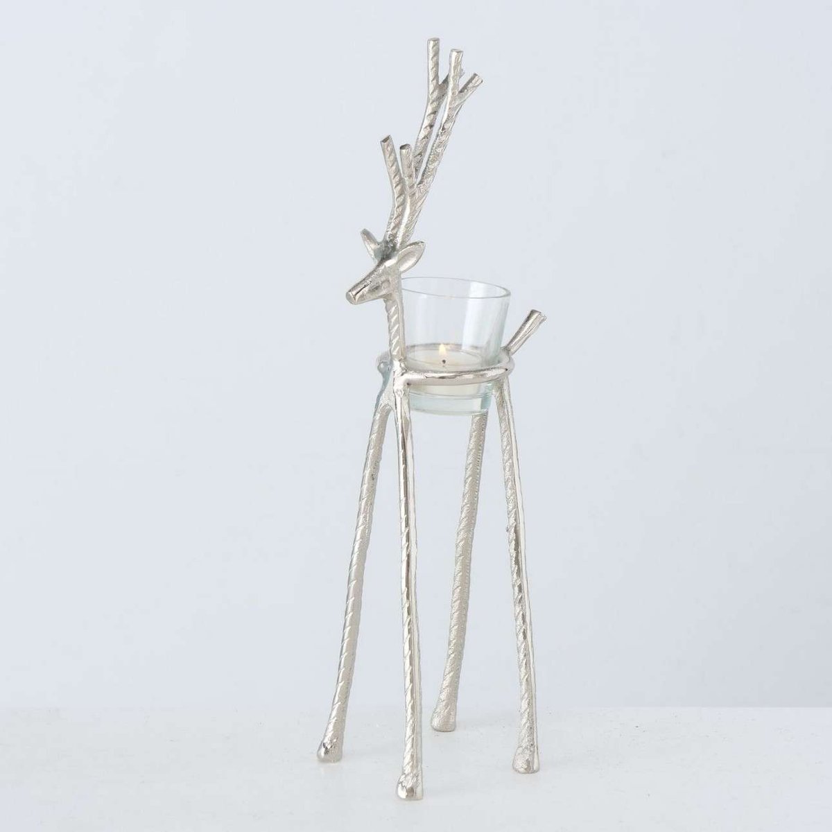 Zdjęcia - Figurka / świecznik Dekoria Świecznik Reindeer 37cm silver, 9 x 13 x 37cm 