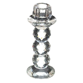 Świecznik szklany ATMOSPHERA, srebrny, 16 cm - Atmosphera
