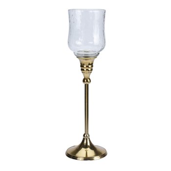 Świecznik szklany na złotej nodze 29cm - H&S Decoration