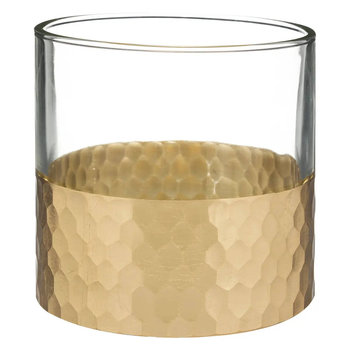 Świecznik szklany ze złotym zdobieniem, Ø 7,3 cm - Atmosphera