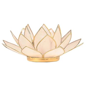 Świecznik tealight podgrzewacz kwiat lotosu naturalne złoto 13,5 cm - Phoenix Import