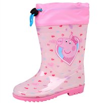 Świnka Peppa Różowe Kalosze Dziewczęce Ze Ściągaczem, Serduszka Nickelodeon