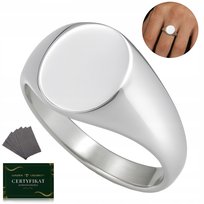 SYGNET MĘSKI SREBRNY KLASYCZNY, GŁADKI, PRÓBA 925, ROZMIAR 32 + CERTYFIKAT