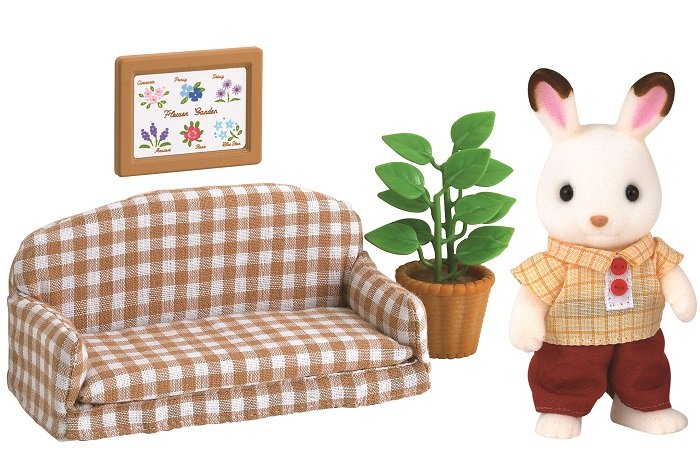Sylvanian Families, Figurki Kolekcjonerskie, Zestaw Tata Królików z Czekoladowymi Uszkami: Kanapa