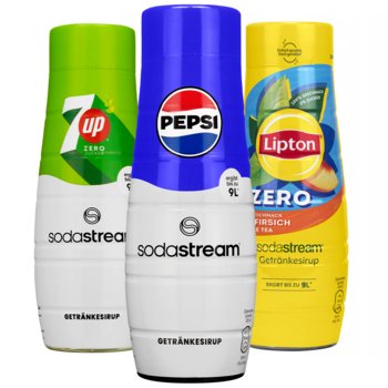 Syrop do napojów SODASTREAM 7UP ZERO PEPSI LIPTON, 3 szt. - 440 ml koncentrat bez cukru gazowana woda smakowa napój - SodaStream