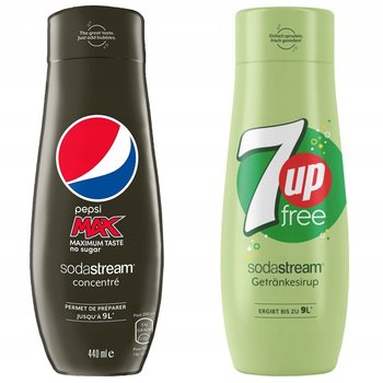 Syrop do napojów SODASTREAM Pepsi Max i 7UP, 2 szt. - 440 ml koncentrat bez cukru do wody gazowanej saturator zestaw - SodaStream