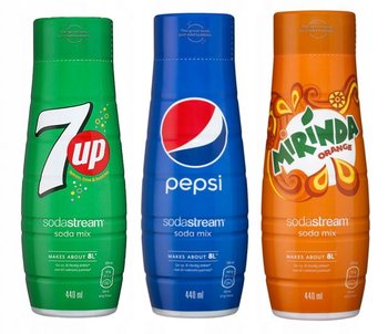 Syrop do saturatora SODASTREAM 7UP Pepsi Mirinda, 3 szt. – 440 ml koncentrat do wody gazowanej bez cukru napój gazowany - Inna marka