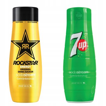 Syrop do saturatora SODASTREAM Rockstar Energy Zero i 7UP, 2 szt. - 440 ml koncentrat napoju gazowanego bez cukru z kofeiną - SodaStream