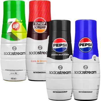 Syrop SODASTREAM 7UP Pepsi Schwip Schwap Pepsi Max, 4 szt. - 440 ml koncentrat do napojów gazowanych zestaw do SodaStream - SodaStream