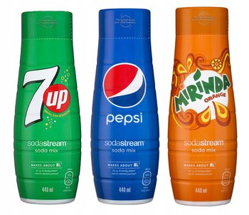 Syrop SodaStream PEPSI 7UP MIRINDA SODASTREAM, 3 szt. - 440 ml koncentrat do napojów gazowanych niskokaloryczny zestaw syropów smakowych - SodaStream