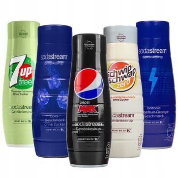 Syrop SodaStream PEPSICO zestaw, 5 szt - mix smaków zero cukru koncentrat do napojów gazowanych bąbelkowych niskokaloryczny - SodaStream