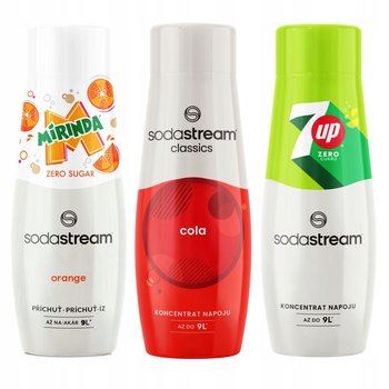 Syropy SodaStream do saturatora Cola + Mirinda Zero + 7Up Zero Bez Cukru 3x 440 ml - SodaStream