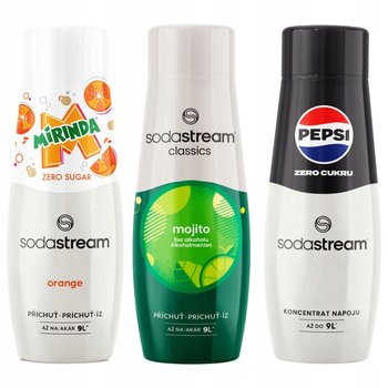 Syropy SodaStream do saturatora Mirinda Zero + Mojito / Mohito + Pepsi Zero Bez Cukru 3x 440 ml - SodaStream